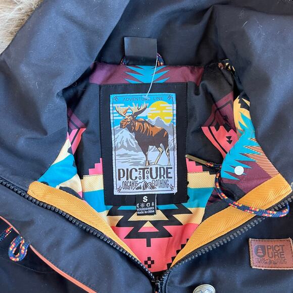 Picture Organic Fur Ski Snowboard Lined Black Hooded Winter Coat Small - Picture 4 of 7